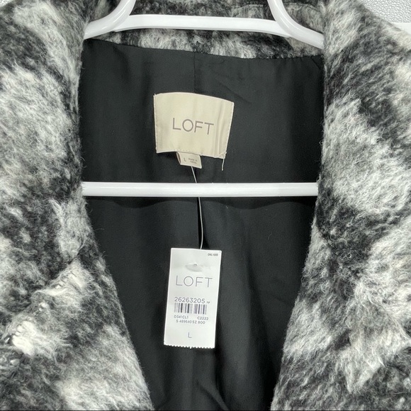 LOFT NWT LEOPARD ANIMAL PRINT WOOL BLEND GRAY BLACK COAT JACKET LARGE - Picture 6 of 9